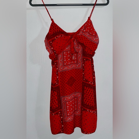 Red Bandana Patchwork Mini Dress - Picture 1 of 4